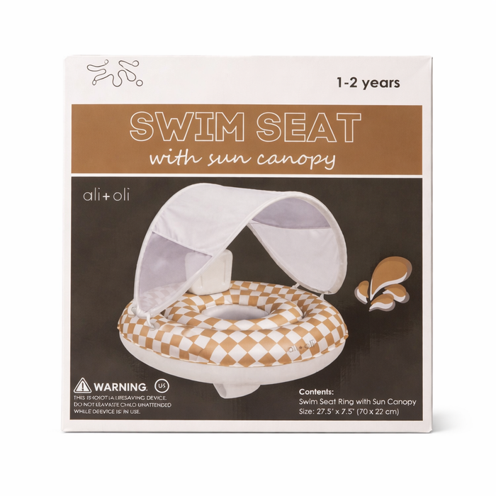 Ali+Oli Baby Swim Seat with Sun Canopy (Tan Checkers)