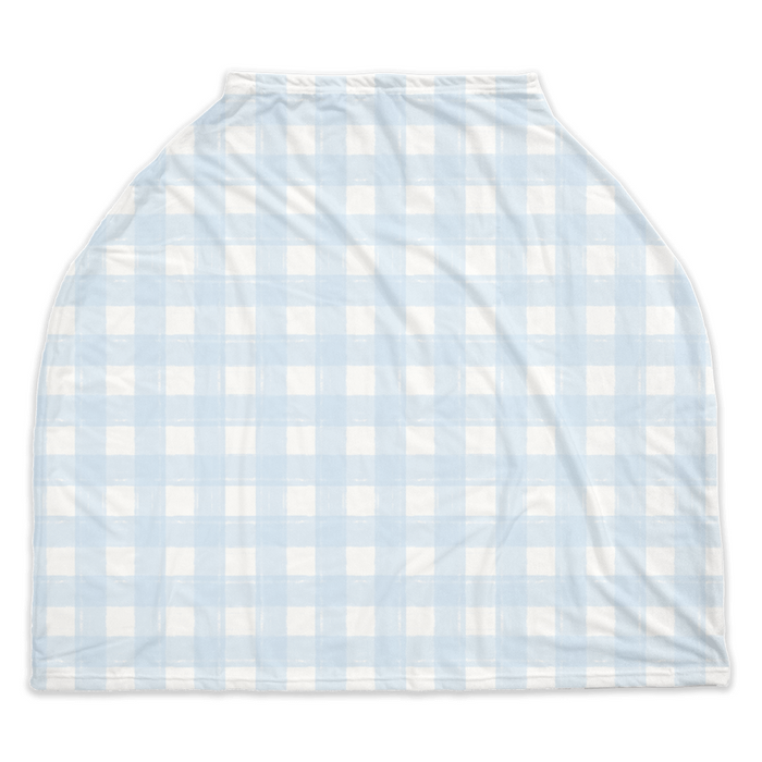 Baby Car Seat Cover - Gingham Light Blue