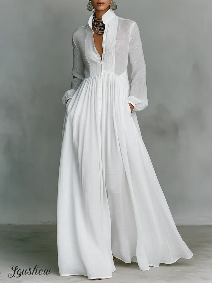 Cotton Linen Patchwork Maxi Dress