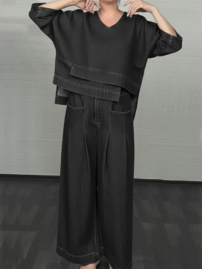 DENIM COTTON TWO-PIECE SET