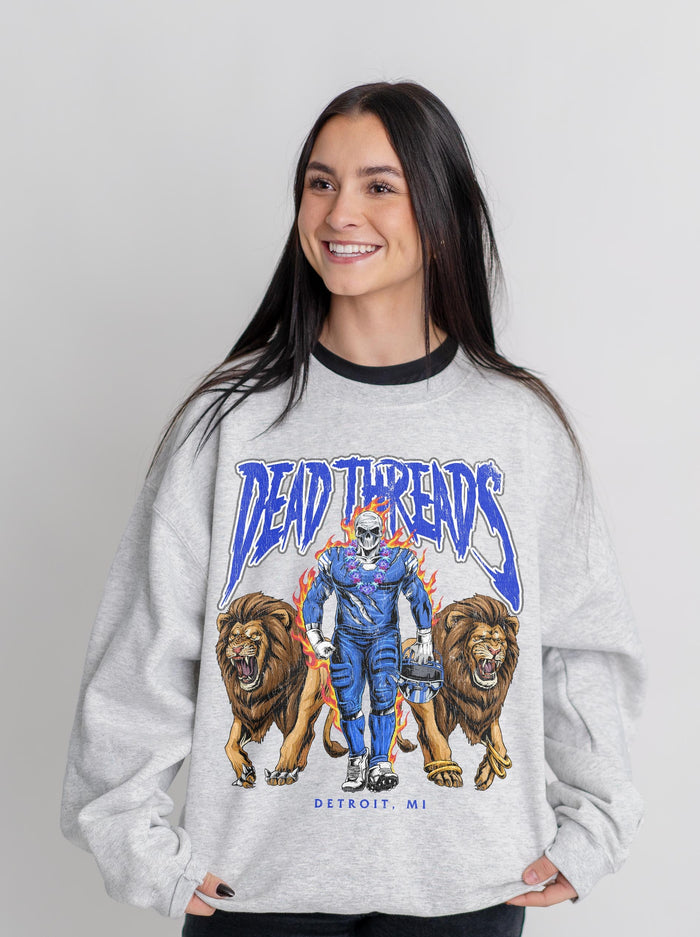 DETROIT FOOTBALL v4 - CREWNECK SWEATSHIRT – Sweatshirt – Dead Threads Apparel