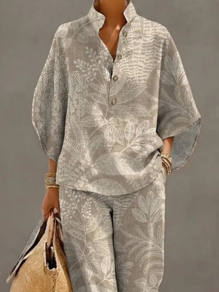 Ella | Retro Floral Cotton Linen Two-Piece Set