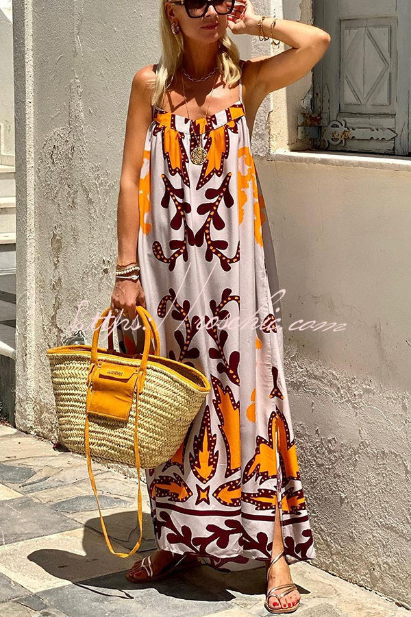 Ethnic Print Loose Cami Maxi Dress