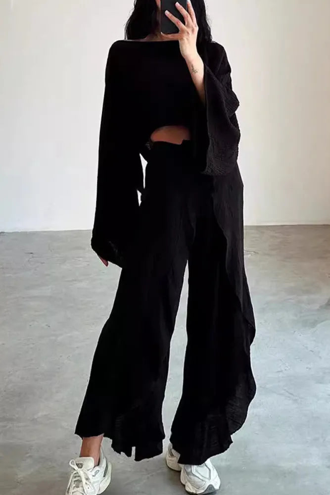 Flounce Slit Two-Piece Lounge Set