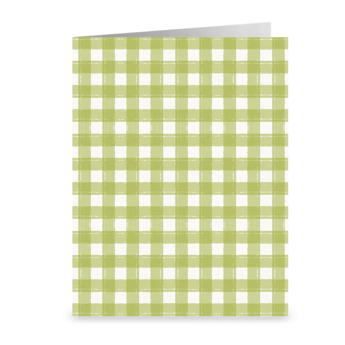 Gingham Green Greeting Cards