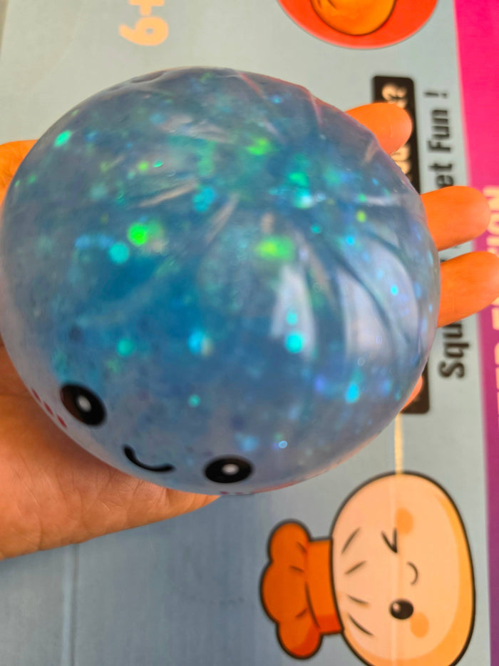 Glitter TPR Dumpling Bun Squishy, Stress Relief Fidget Toy