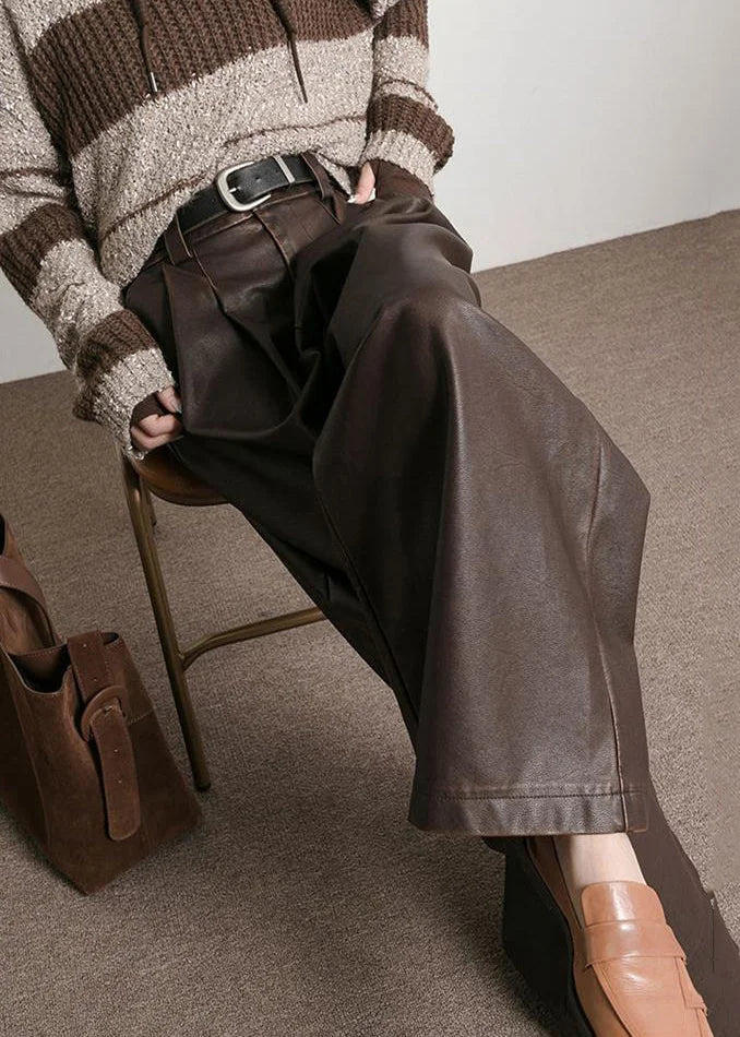 High Waist Faux Leather Pocket Pants