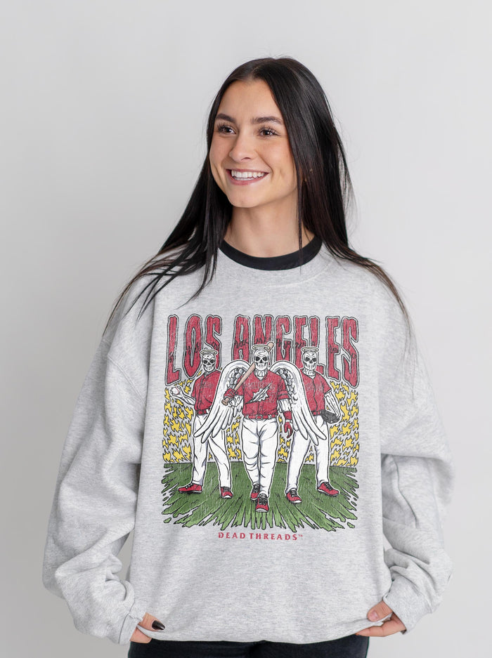 LOS ANGELES “RED” BASEBALL CREWNECK SWEATSHIRT – Sweatshirt – Dead Threads Apparel