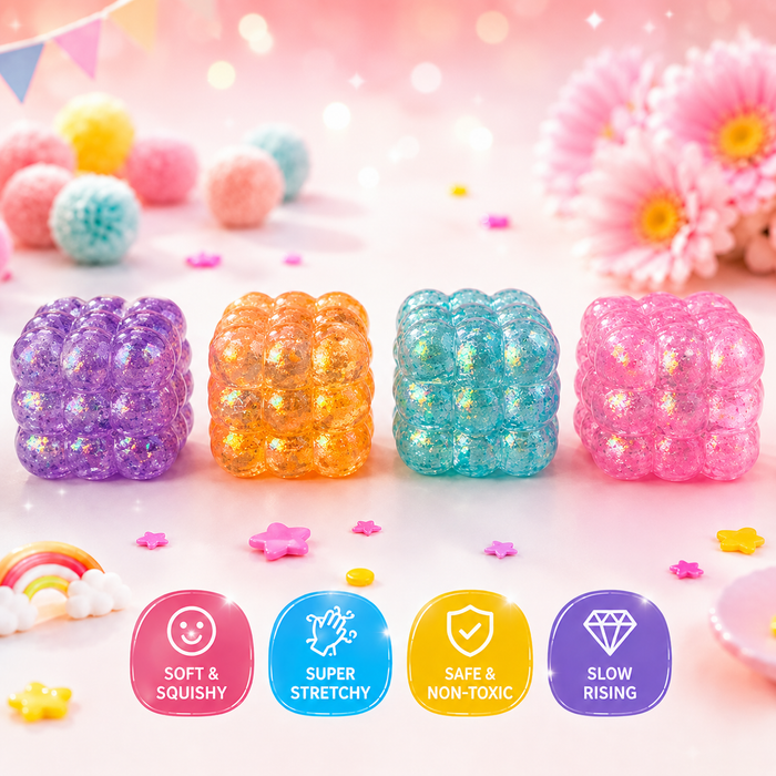 Maltose Glitter Geometric Textured Cube Squishy Fidget Toy