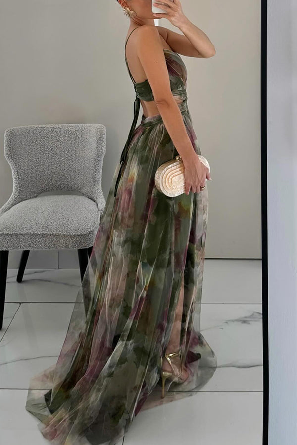 Marceline - Elegant Painted Floral Maxi Dress