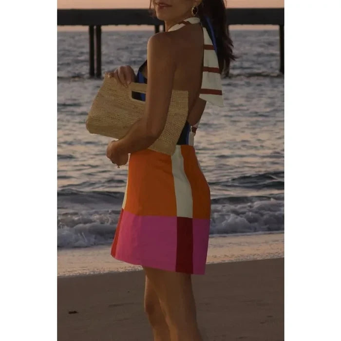 Multicolor Abstract Stripe Mini Dress