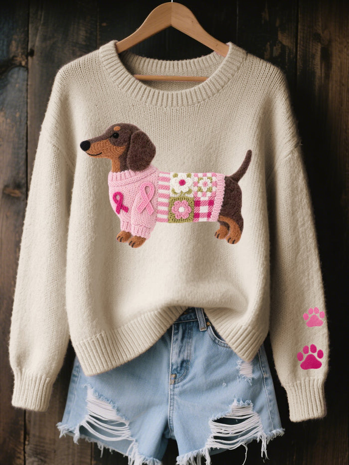 Naoni – Sweater Made of Wool Yarn with Dachshund Felt Pattern