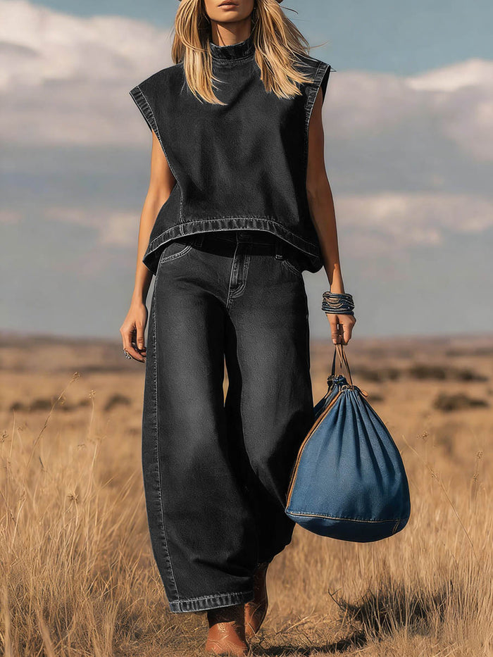 Noa | Stand-Collar Denim Co-Ord Set