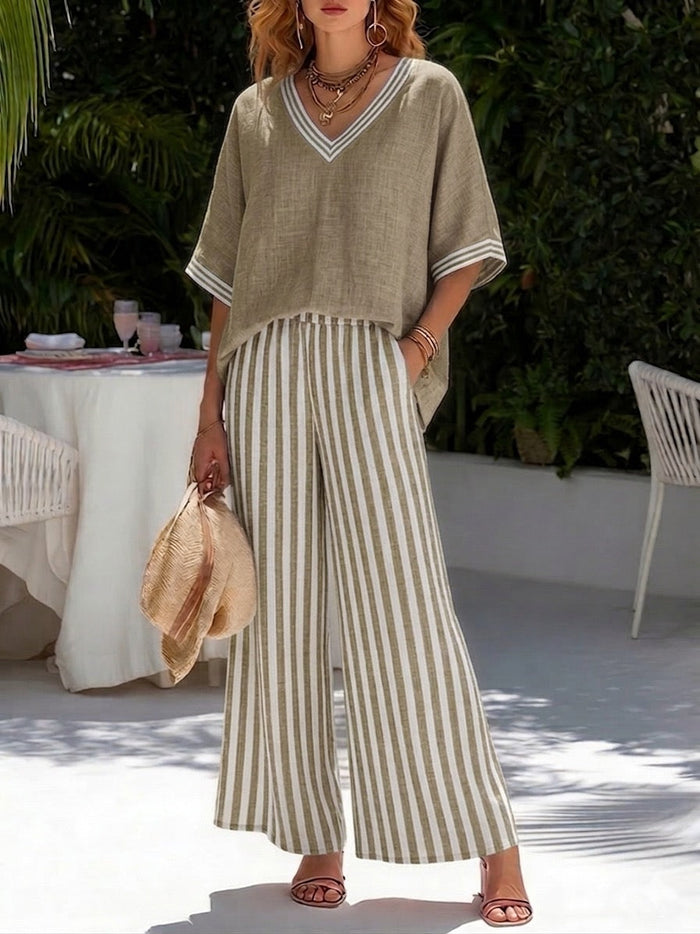 Rashika | Striped Linen Cotton Two-Piece Set