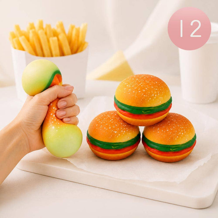 12PCS - Hamburger Squeeze Squishy Stress Relief Toy
