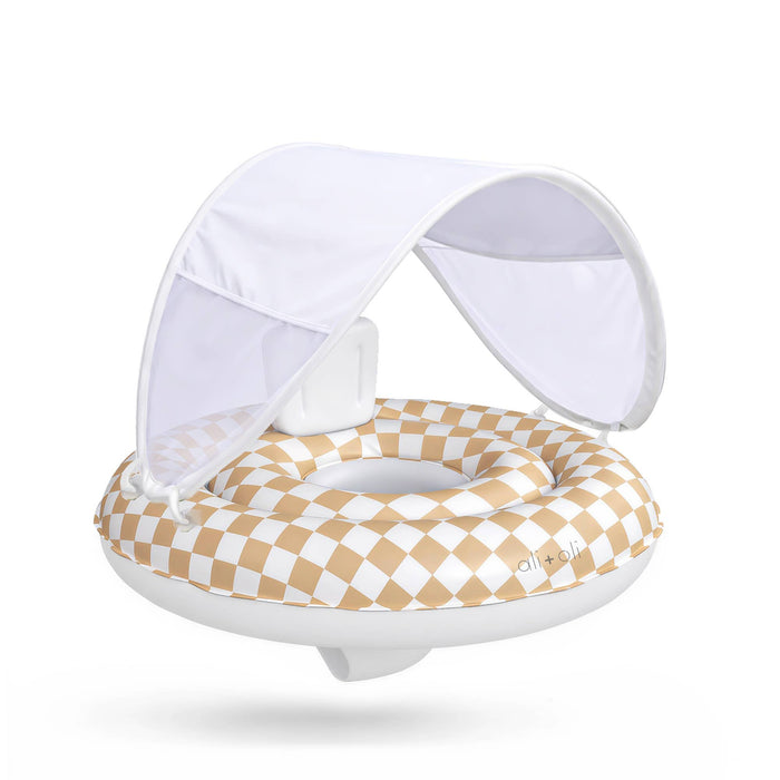 Ali+Oli Baby Swim Seat with Sun Canopy (Tan Checkers)