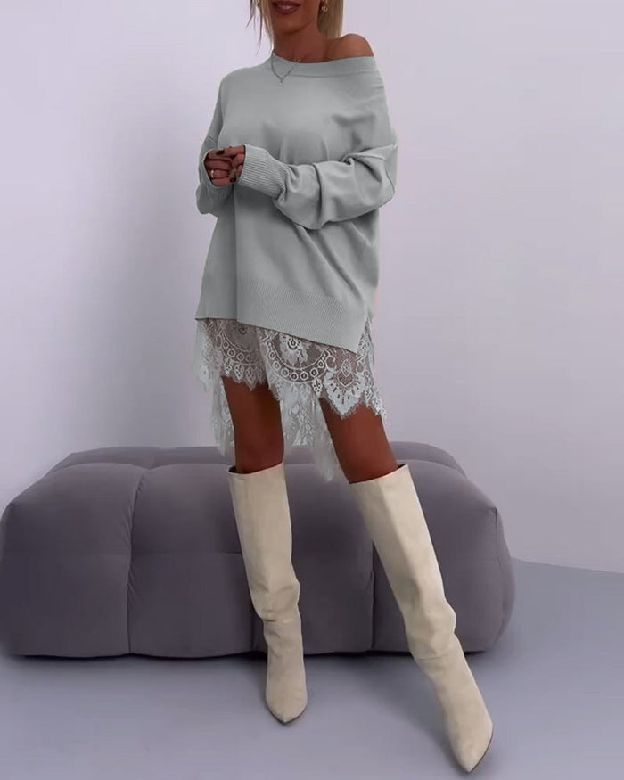 ANGELINE - FASHIONABLY CHIC OFF-SHOULDER SWEATER DRESS