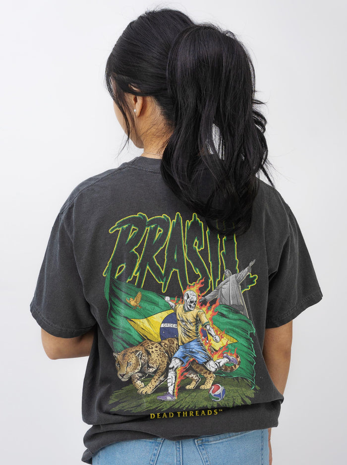 BRASIL SOCCER - “3 SKULL” PREMIUM T-SHIRT – T-Shirt – Dead Threads Apparel