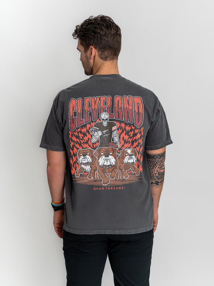 CLEVELAND FOOTBALL - “3 SKULL” PREMIUM T - SHIRT – T-Shirt – Dead Threads Apparel