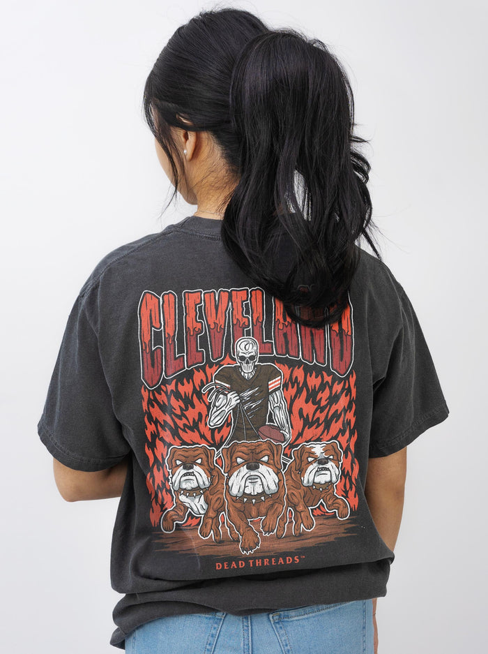 CLEVELAND FOOTBALL - “3 SKULL” PREMIUM T - SHIRT – T-Shirt – Dead Threads Apparel