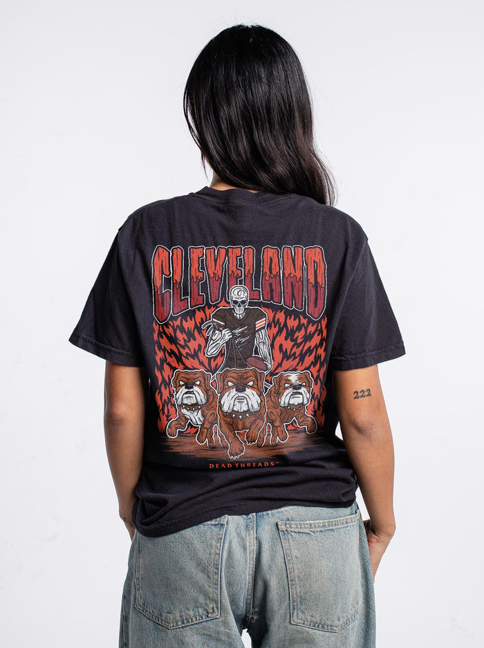 CLEVELAND FOOTBALL - “3 SKULL” PREMIUM T - SHIRT – T-Shirt – Dead Threads Apparel