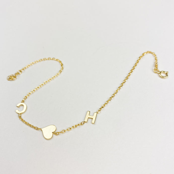 Custom Initial Bracelet - Initial Heart