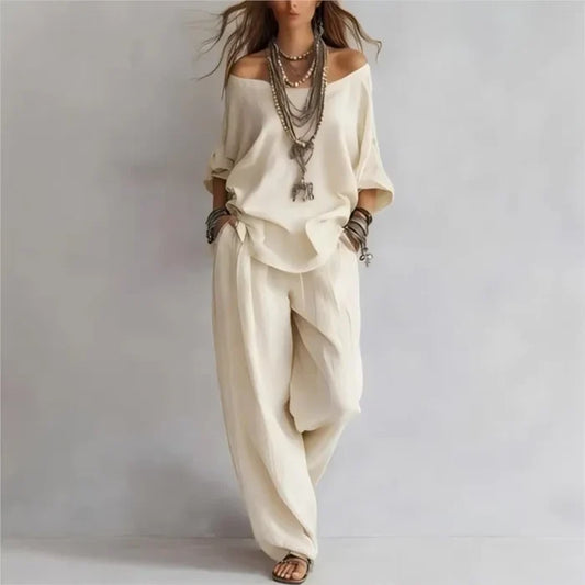 Dahlia | Off-Shoulder Wide-Leg Two-Piece Set