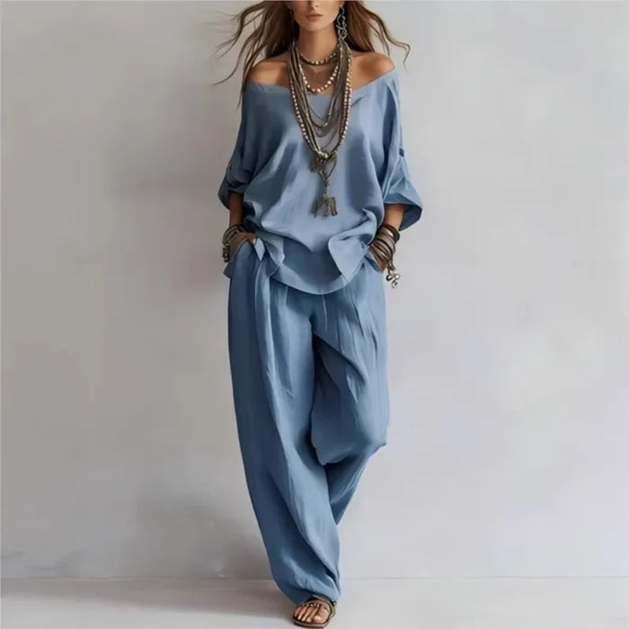 Dahlia | Off-Shoulder Wide-Leg Two-Piece Set