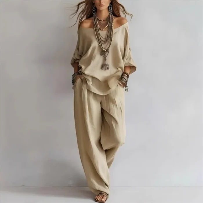 Dahlia | Off-Shoulder Wide-Leg Two-Piece Set