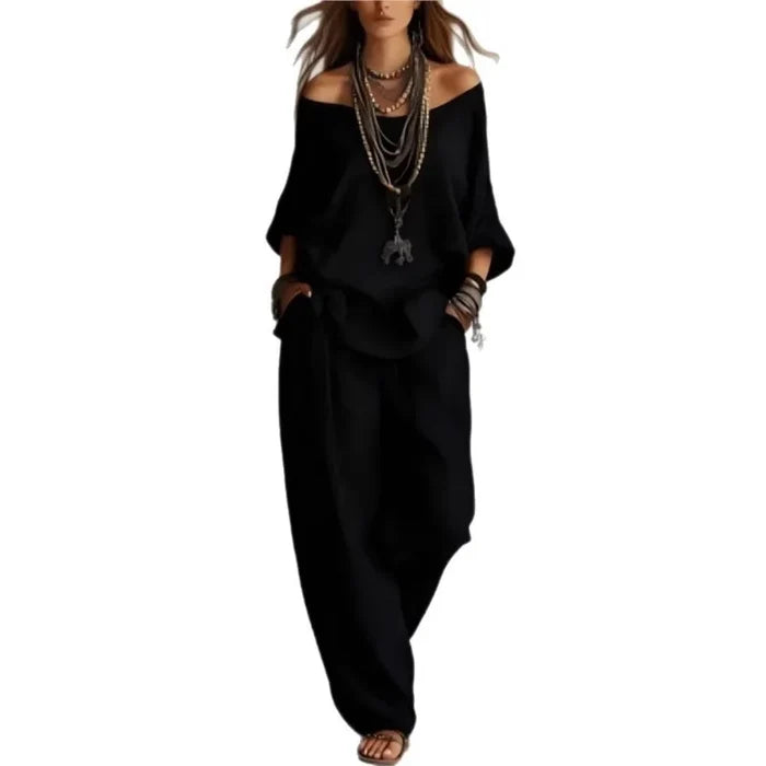 Dahlia | Off-Shoulder Wide-Leg Two-Piece Set