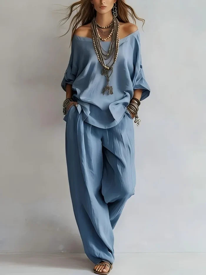 Dahlia | Off-Shoulder Wide-Leg Two-Piece Set