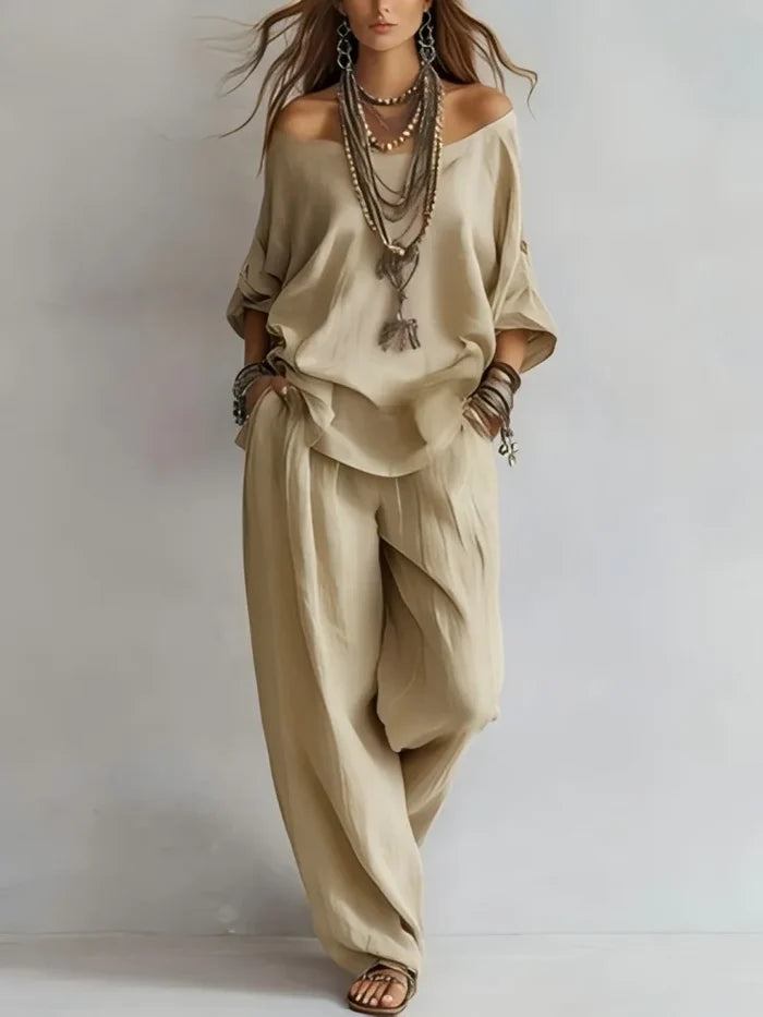 Dahlia | Off-Shoulder Wide-Leg Two-Piece Set