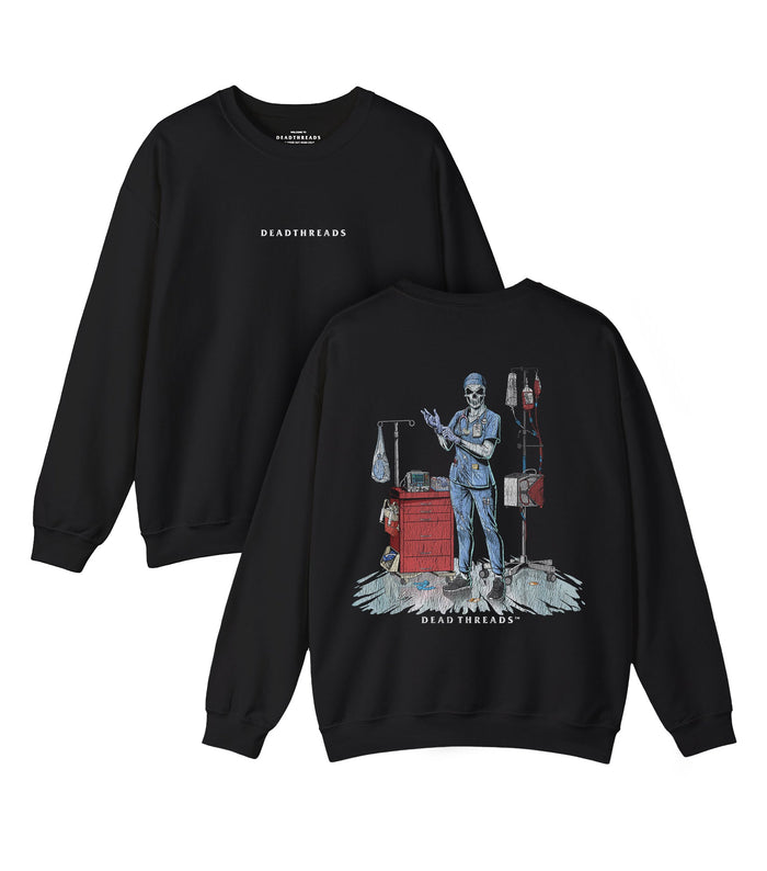 DEADSIDE NURSE (FEMALE) - BLUE SCRUBS “DT ESSENTIAL" CREWNECK SWEATSHIRT – Sweatshirt – Dead Threads Apparel
