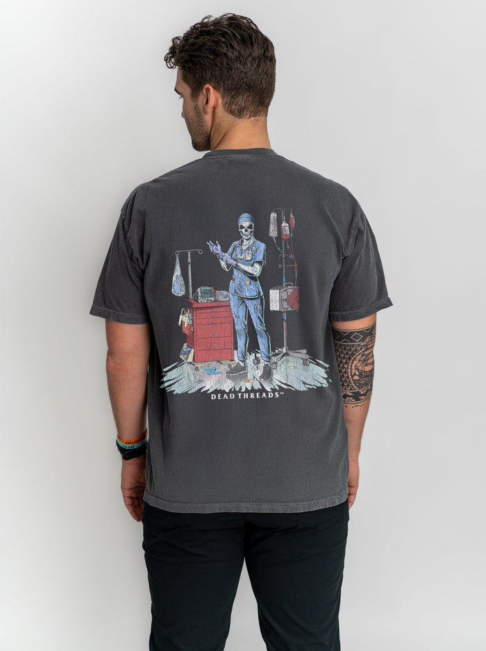 DEADSIDE NURSE (FEMALE) - BLUE SCRUBS “DT ESSENTIAL" PREMIUM T - SHIRT – T-Shirt – Dead Threads Apparel