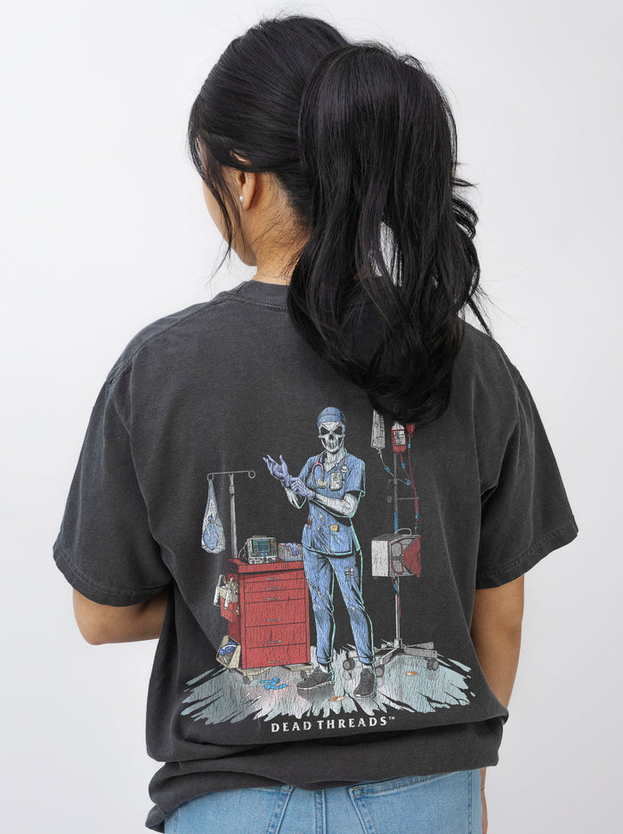 DEADSIDE NURSE (FEMALE) - BLUE SCRUBS “DT ESSENTIAL" PREMIUM T - SHIRT – T-Shirt – Dead Threads Apparel