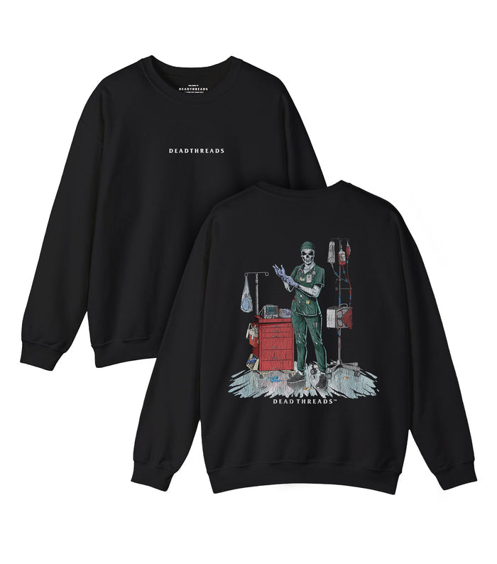 DEADSIDE NURSE (FEMALE) - GREEN SCRUBS “DT ESSENTIAL" CREWNECK SWEATSHIRT – Sweatshirt – Dead Threads Apparel