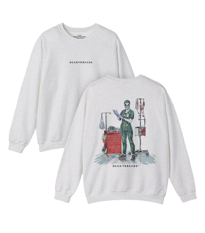 DEADSIDE NURSE (FEMALE) - GREEN SCRUBS “DT ESSENTIAL" CREWNECK SWEATSHIRT – Sweatshirt – Dead Threads Apparel