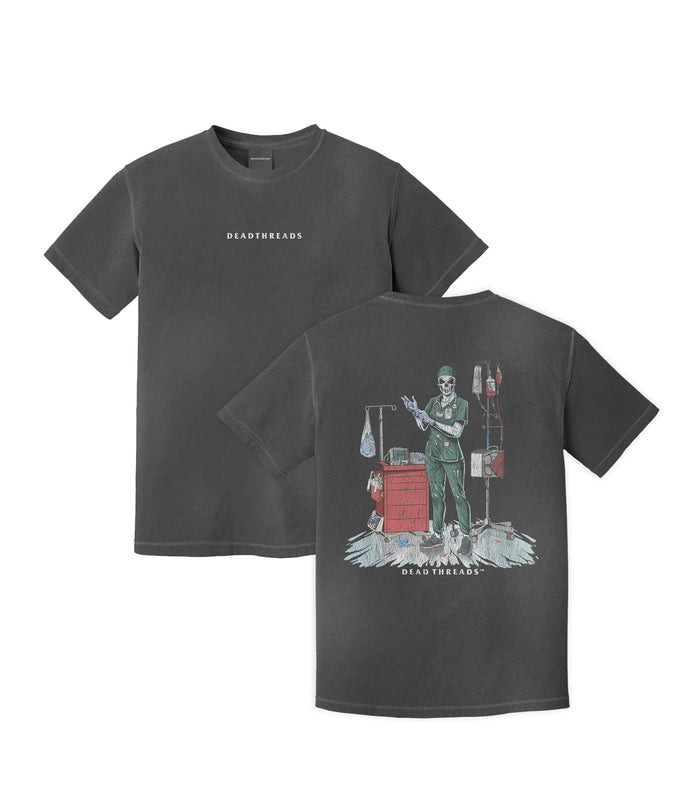 DEADSIDE NURSE (FEMALE) - GREEN SCRUBS “DT ESSENTIAL" PREMIUM T - SHIRT – T-Shirt – Dead Threads Apparel