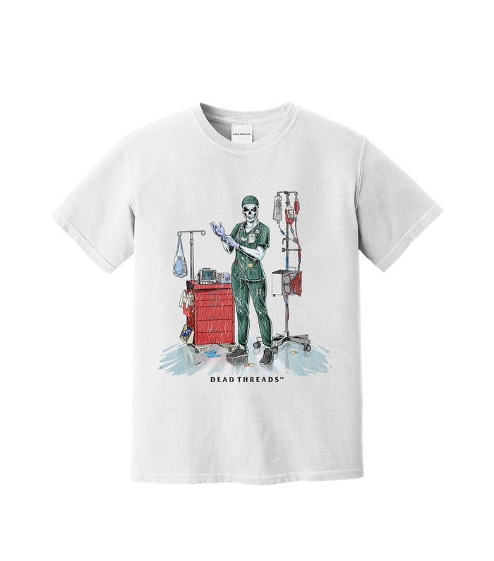DEADSIDE NURSE (FEMALE) - GREEN SCRUBS – T-Shirt – Dead Threads Apparel