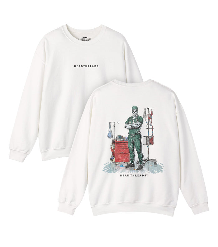 DEADSIDE NURSE (MALE) - GREEN SCRUBS “DT ESSENTIAL" CREWNECK SWEATSHIRT – Sweatshirt – Dead Threads Apparel