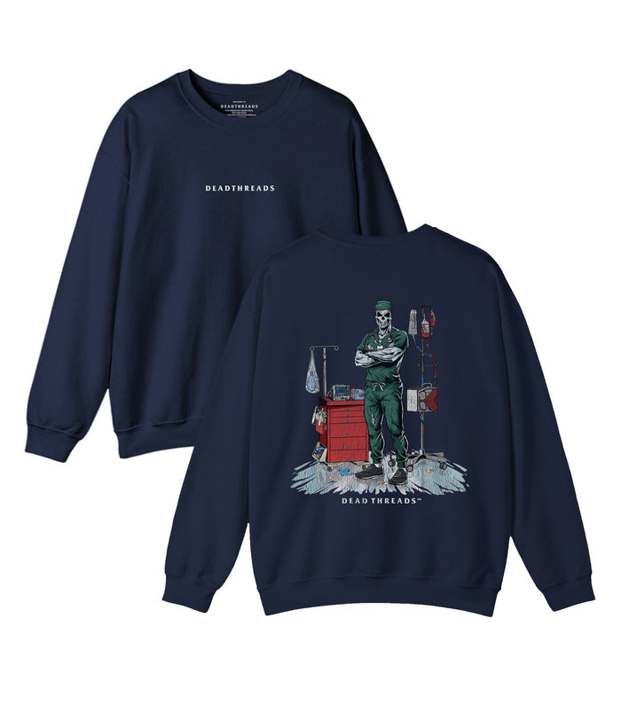 DEADSIDE NURSE (MALE) - GREEN SCRUBS “DT ESSENTIAL" CREWNECK SWEATSHIRT – Sweatshirt – Dead Threads Apparel