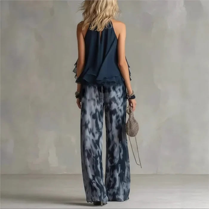 Dia | Navy Halter Wide-Leg Two-Piece Set