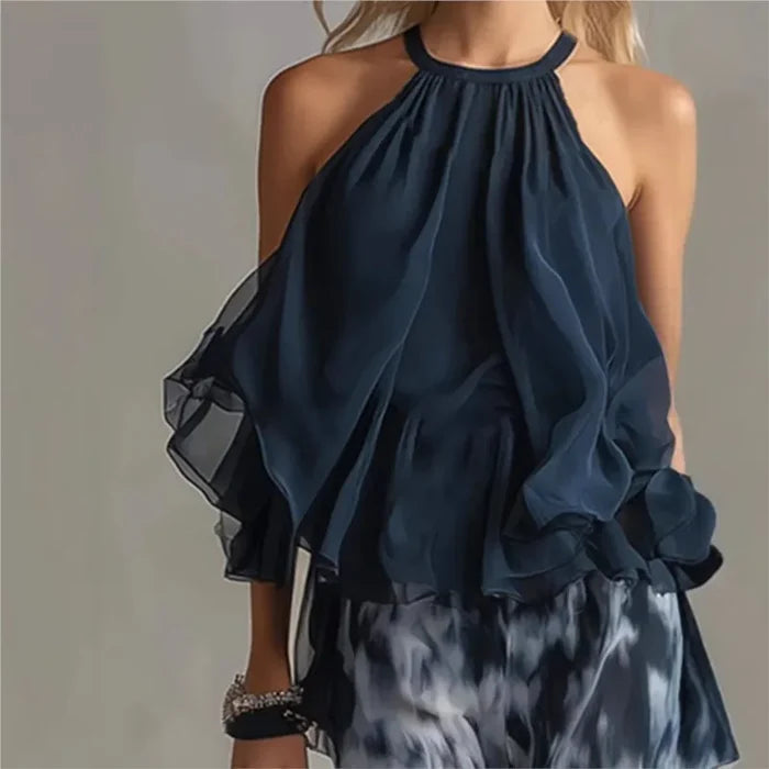 Dia | Navy Halter Wide-Leg Two-Piece Set
