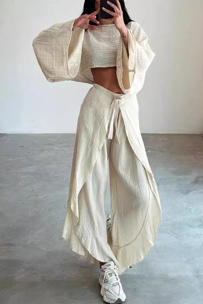 Flounce Slit Two-Piece Lounge Set