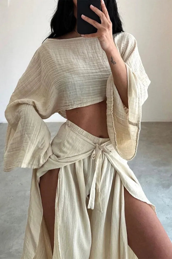 Flounce Slit Two-Piece Lounge Set