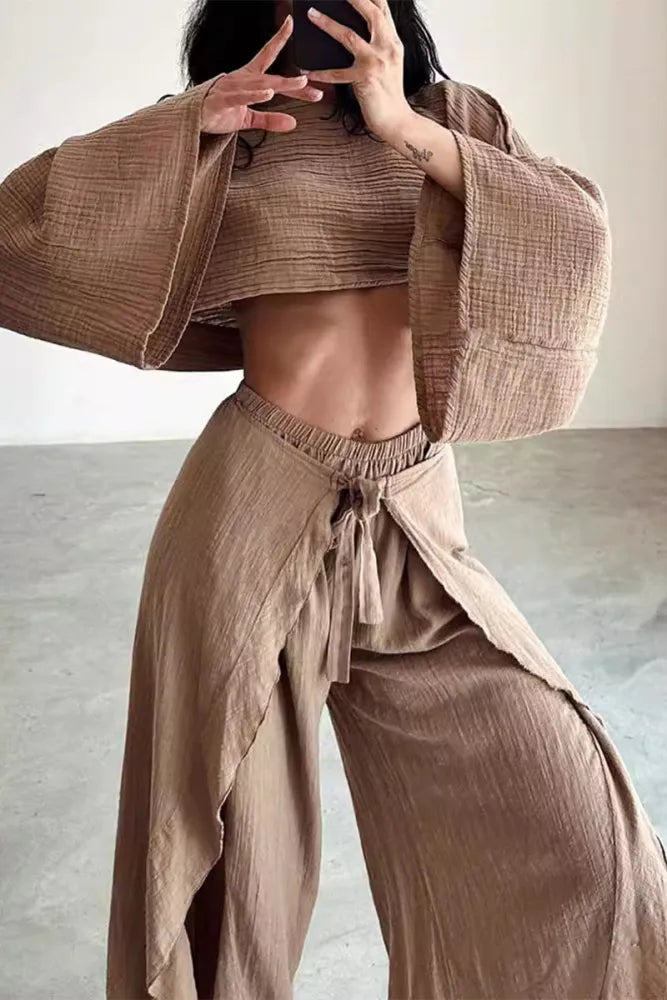 Flounce Slit Two-Piece Lounge Set