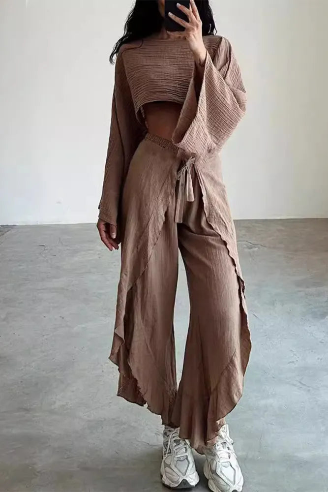 Flounce Slit Two-Piece Lounge Set