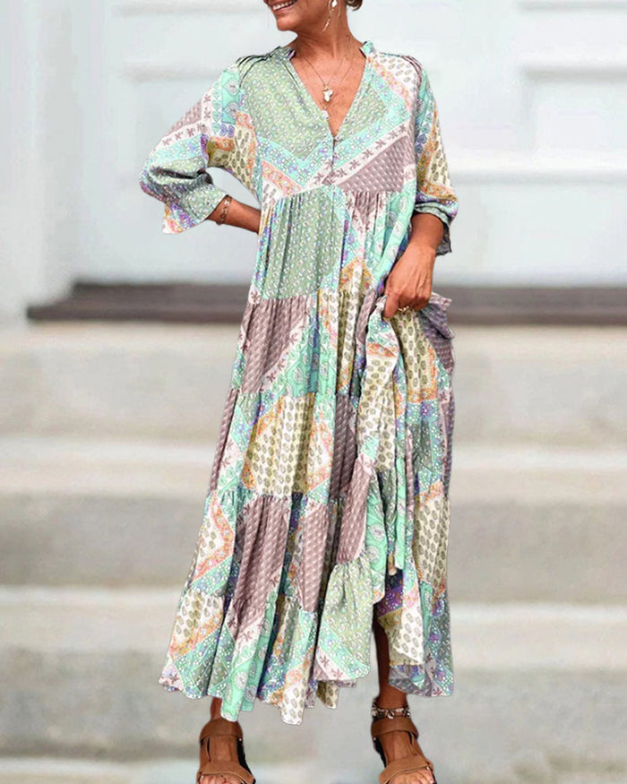 GIGI - GRAPHIC V-NECK DRESS