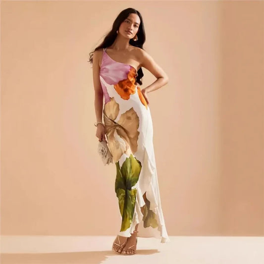 Halter Tassel Backless Slit A-Line Maxi Dress