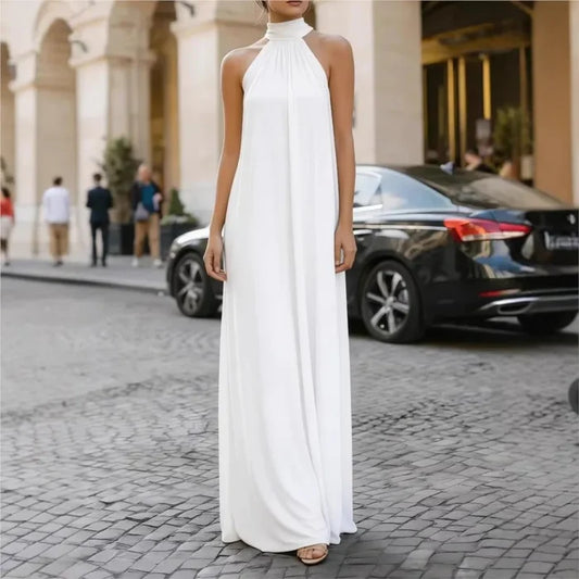 Helena | Solid Backless Halter Maxi Dress